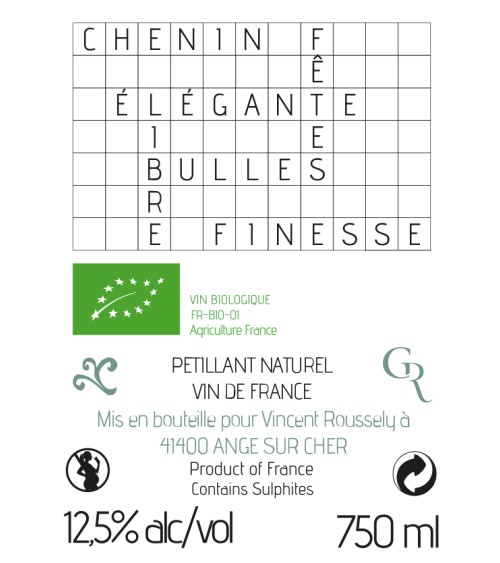 Pétillante Blanc contre étiquette