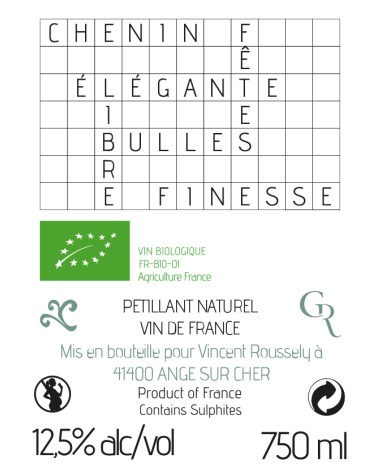 Pétillante Blanc contre étiquette