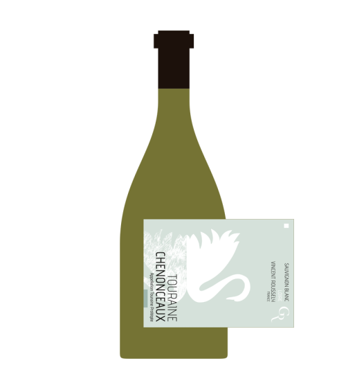 Bouteille Chenonceaux blanc illustrée étiquette