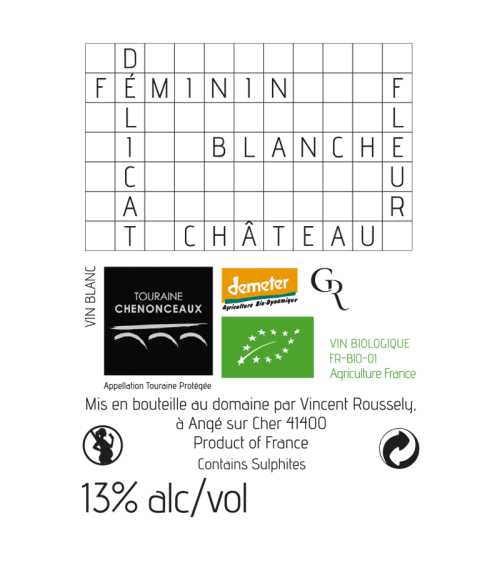 Touraine Chenonceaux Blanc contre étiquette