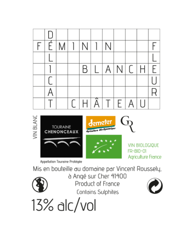 Touraine Chenonceaux Blanc contre étiquette