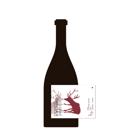 Bouteille Chenonceaux rouge illustrée étiquette